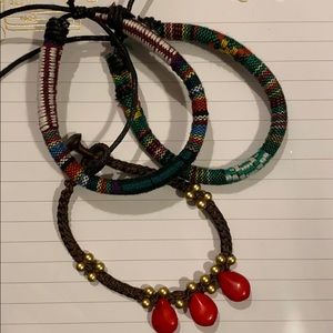Trio of three artisan bracelets from Thailand
